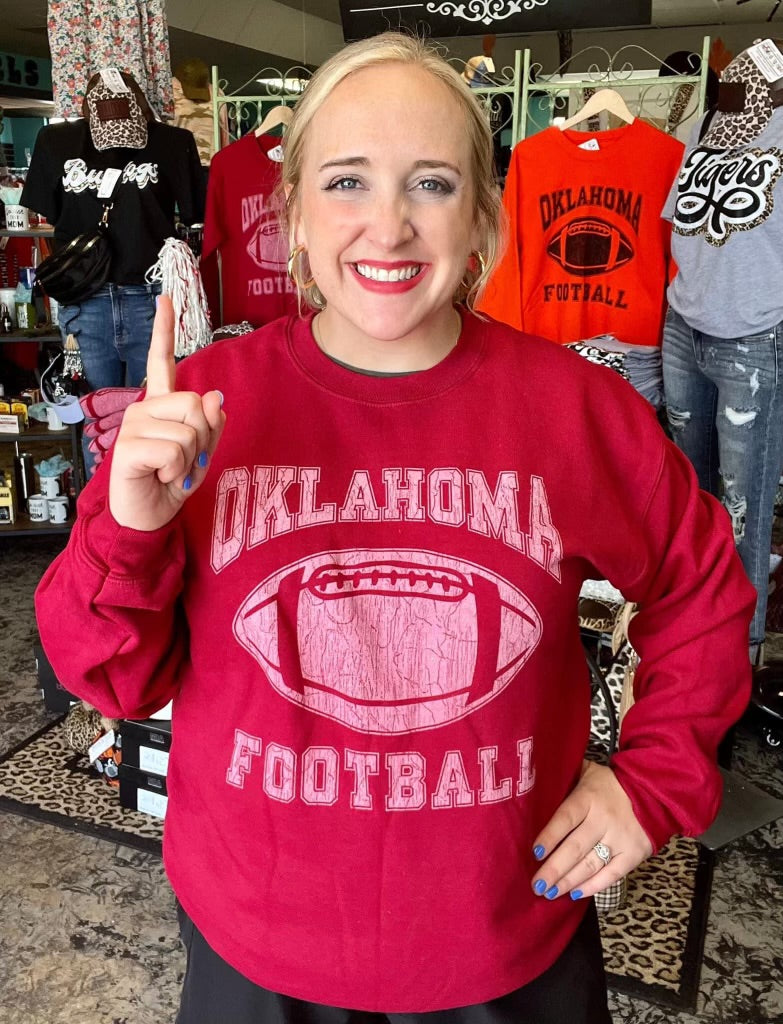 Crimson Oklahoma Football Sweatshirt